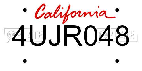 4UJR048 California License Plate