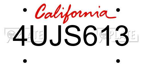 4UJS613 California License Plate