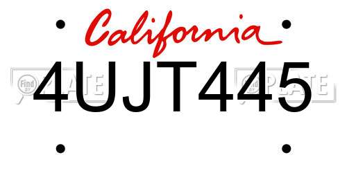 4UJT445 California License Plate
