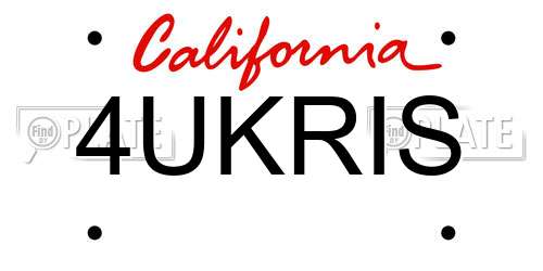 4UKRIS California License Plate