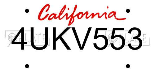 4UKV553 California License Plate