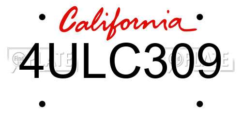 4ULC309 California License Plate