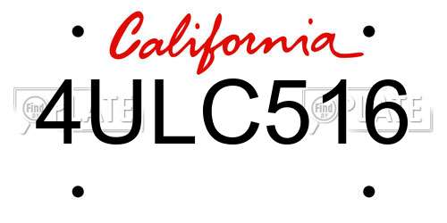 4ULC516 California License Plate