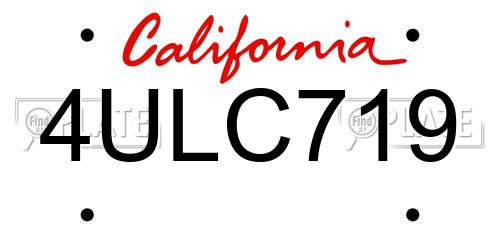 4ULC719 California License Plate