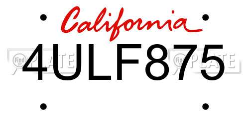4ULF875 California License Plate
