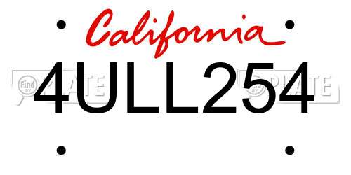4ULL254 California License Plate