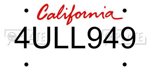 4ULL949 California License Plate