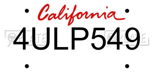 4ULP549 California License Plate