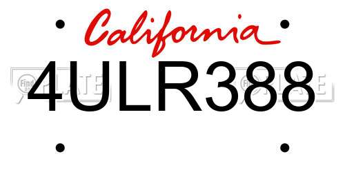 4ULR388 California License Plate