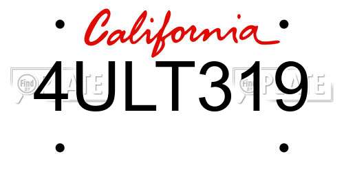 4ULT319 California License Plate