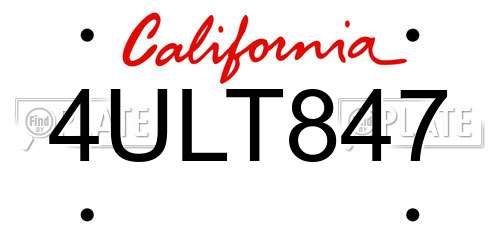 4ULT847 California License Plate
