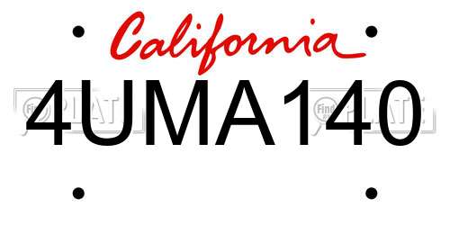 4UMA140 California License Plate