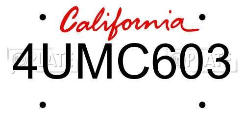 4UMC603 California License Plate