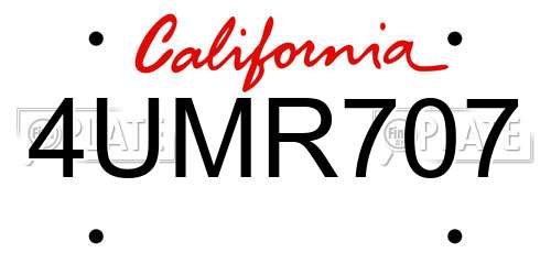 4UMR707 California License Plate