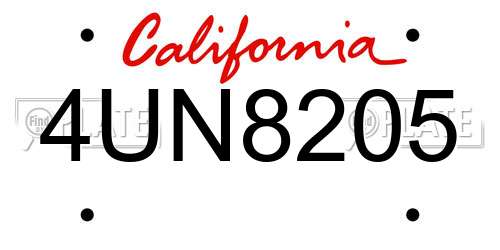 4UN8205 California License Plate