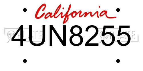4UN8255 California License Plate