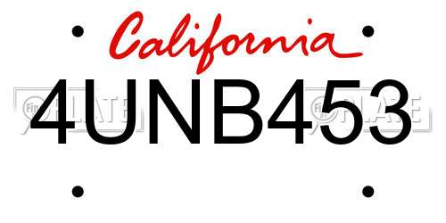 4UNB453 California License Plate