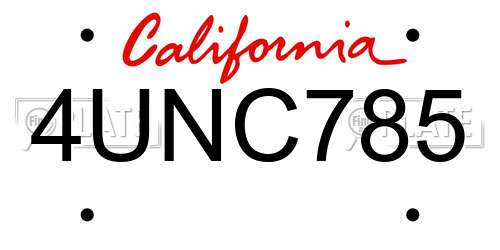 4UNC785 California License Plate