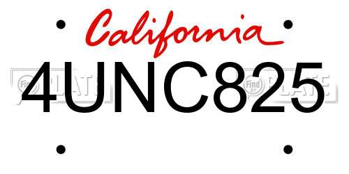 4UNC825 California License Plate