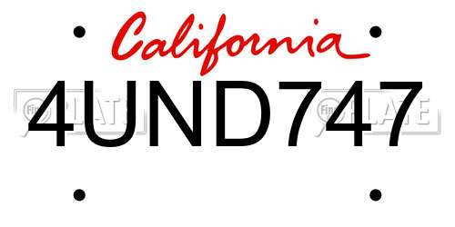 4UND747 California License Plate