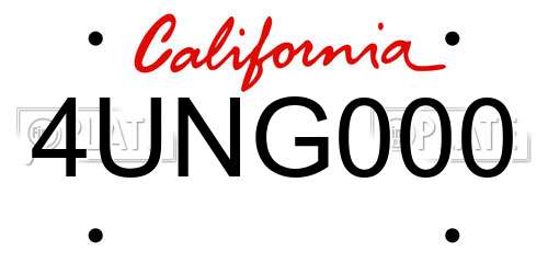 4UNG000 California License Plate