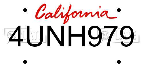 4UNH979 California License Plate