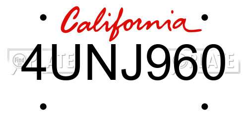 4UNJ960 California License Plate