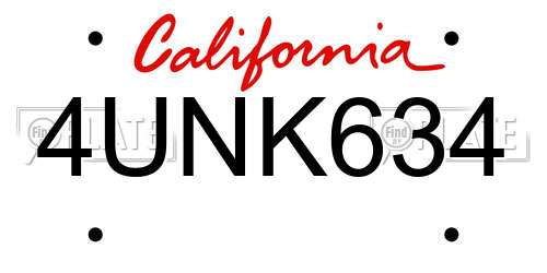 4UNK634 California License Plate