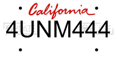 4UNM444 California License Plate