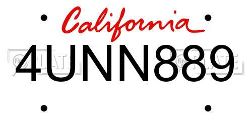 4UNN889 California License Plate