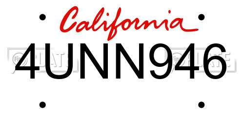 4UNN946 California License Plate