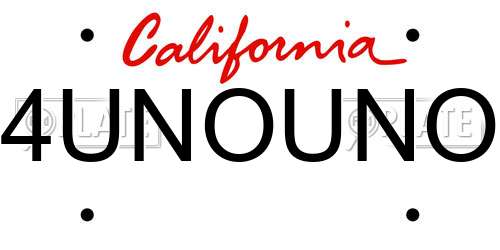 4UNOUNO California License Plate