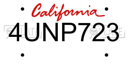4UNP723 California License Plate