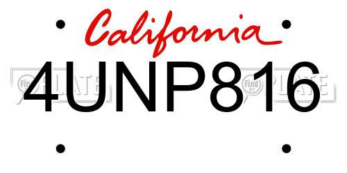 4UNP816 California License Plate