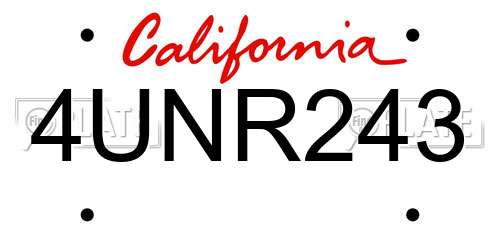 4UNR243 California License Plate
