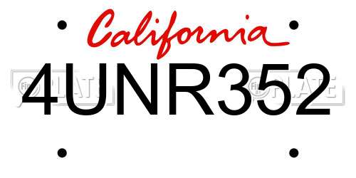 4UNR352 California License Plate