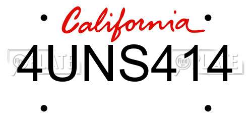 4UNS414 California License Plate