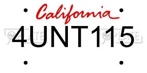 4UNT115 California License Plate