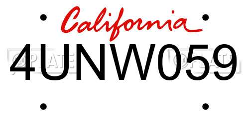 4UNW059 California License Plate