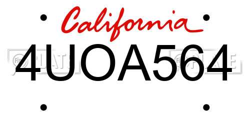 4UOA564 California License Plate