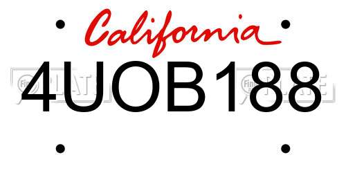 4UOB188 California License Plate