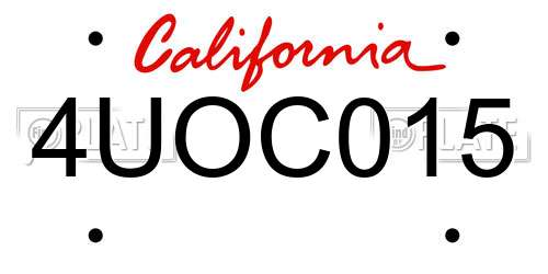 4UOC015 California License Plate
