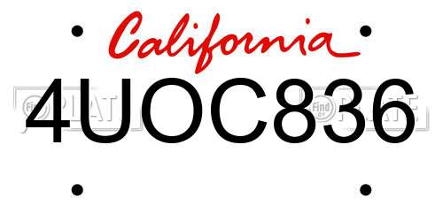 4UOC836 California License Plate