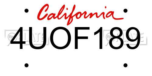 4UOF189 California License Plate