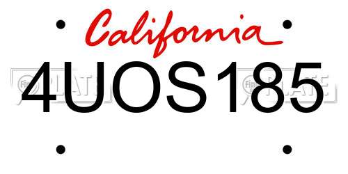 4UOS185 California License Plate