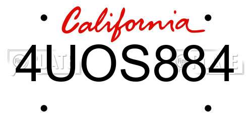 4UOS884 California License Plate