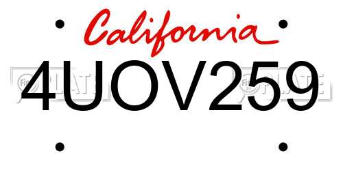 4UOV259 California License Plate