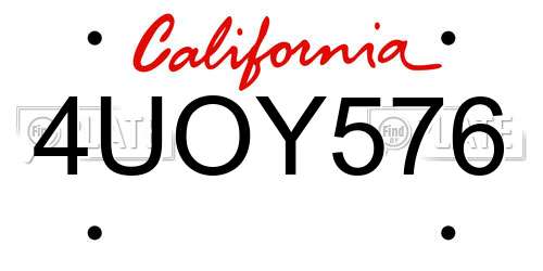 4UOY576 California License Plate