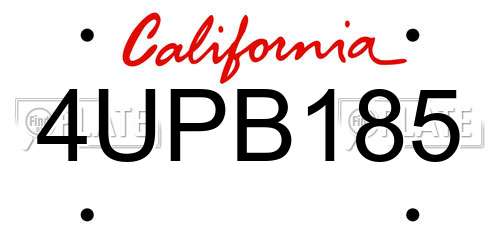 4UPB185 California License Plate