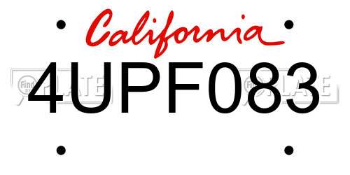 4UPF083 California License Plate